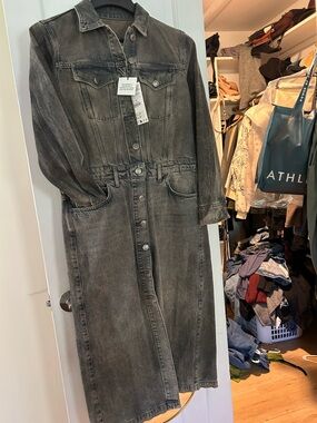 ZARA Washed Gray Denim Button Jacket